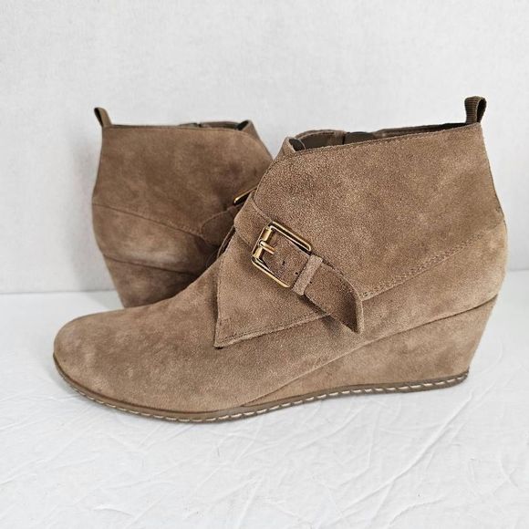 Franco Sarto Amerosa Wedge Ankle Booties Tan 10 - Picture 4 of 10
